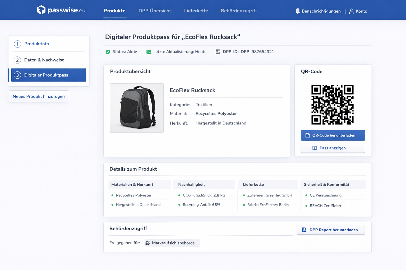 PassWise App — Digitaler Produktpass erstellen